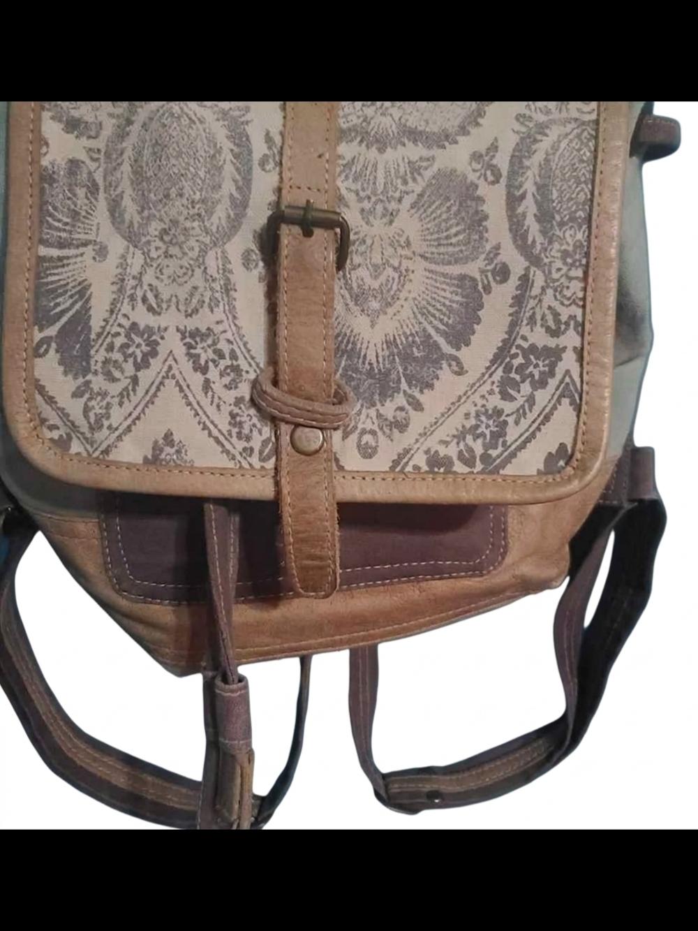 Myra Bag Canvas  Backpack - Beige and Brown